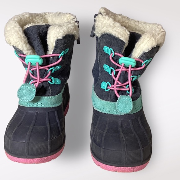 Cat & Jack Toddler Snowboots Shoes Faux Fur Sz 11 Fuzzy Colorful Leather - Picture 2 of 9